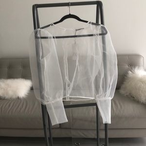 Zara white see through style shirt